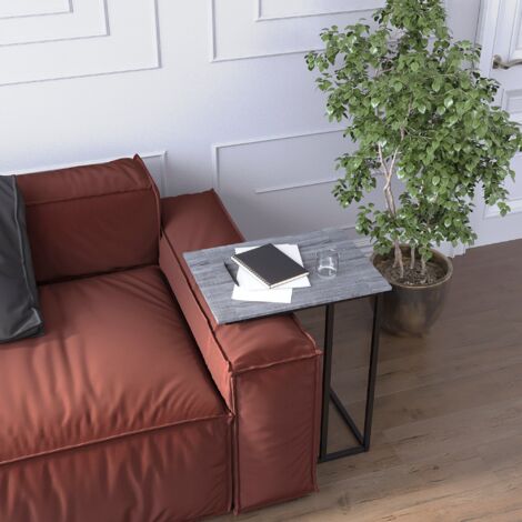 Brooklyn C Shaped Side Table MDF Sofa Coffee End Table, Grey