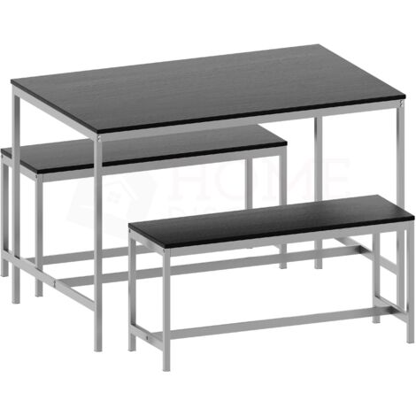 Roslyn 4 Seater Dining Table With Bench Set Kitchen Dining Set Furniture, Black