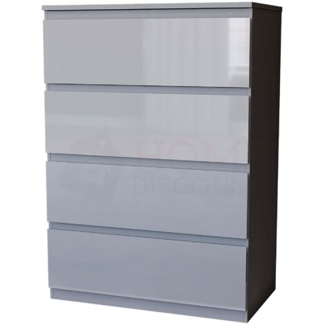 Glinton 4 Drawer Chest of Drawers High Gloss Bedroom Storage Furniture, 100% FSC, Grey (1/5)