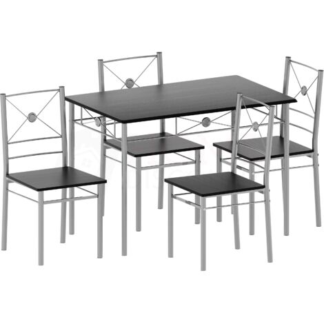 Roslyn 4 Seater Dining Set Kitchen Dining Table and Chairs Furniture, Black