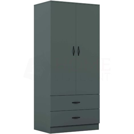 Riano 2 Door 2 Drawer Wardrobe With Hanging Rail & Storage Shelf, Green (1/5)
