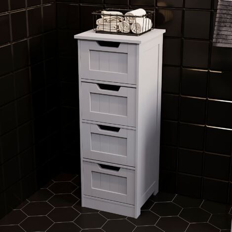 Priano 4 Drawer Freestanding Cabinet Bathroom Storage Cupboard, Grey