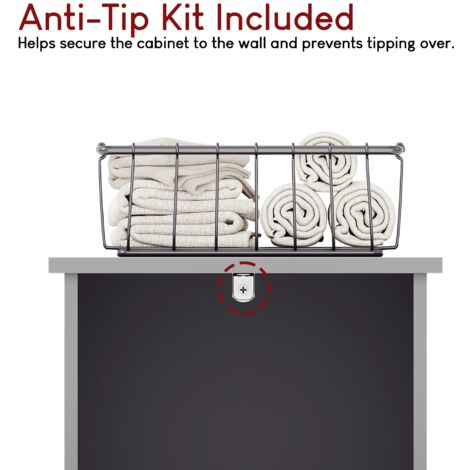 Priano 4 Drawer Freestanding Cabinet Bathroom Storage Cupboard, Grey