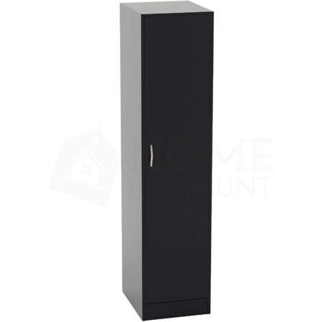 Riano 1 Door Wardrobe With Hanging Rail & Storage Shelf, Black