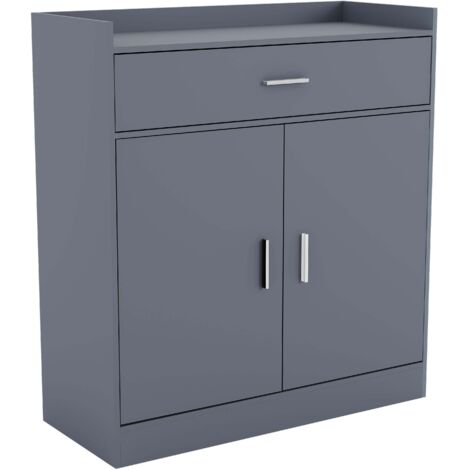 Dalby Shoe Cabinet 2 Door 1 Drawer Hallway Storage Cupboard Stand, Grey