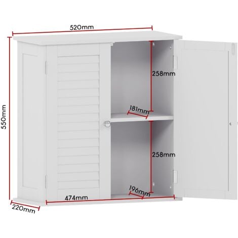 Liano 2 Door Bathroom Cabinet Wall Mounted Cupboard, White