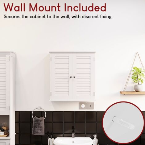 Liano 2 Door Bathroom Cabinet Wall Mounted Cupboard, White