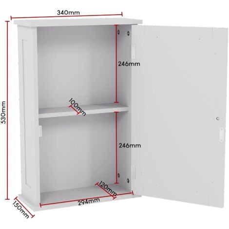 Priano 1 Door Bathroom Cabinet Mirrored Wall Mounted Cabinet, White
