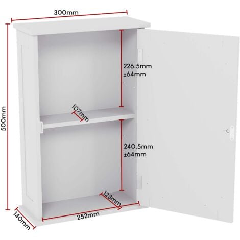 Priano 1 Door Bathroom Cabinet Wall Mounted Cabinet, White