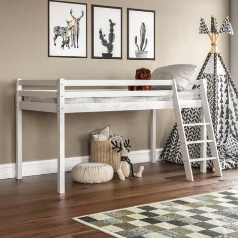 Sydney 3ft Single Solid Pine Wood Bunk Bed, 90 x 190 cm, White