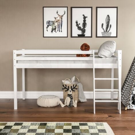 Sydney 3ft Single Solid Pine Wood Bunk Bed, 90 x 190 cm, White