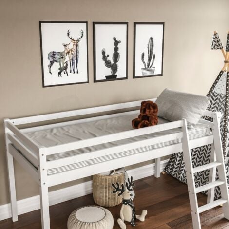 Sydney 3ft Single Solid Pine Wood Bunk Bed, 90 x 190 cm, White