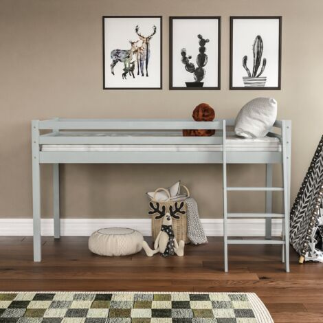 Sydney 3ft Single Solid Pine Wood Bunk Bed, 90 x 190 cm, Grey