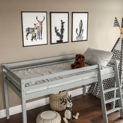 Sydney 3ft Single Solid Pine Wood Bunk Bed, 90 x 190 cm, Grey