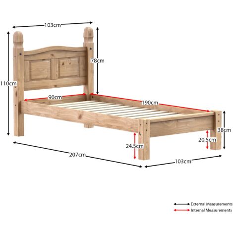 Corona Solid Pine Wood Bed Frame, Low Foot End, 3ft Single, 190 x 90 cm
