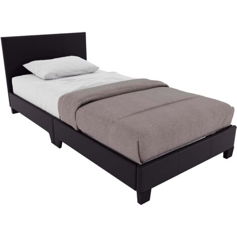 Lisbon 3ft Single Faux Leather Bed Frame, 90 x 190 cm, Black