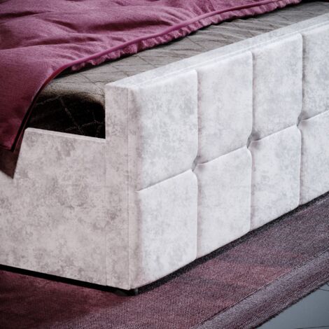 Valentina 4ft6 Double Modern Fabric Ottoman Bed Frame, 135 x 190 cm, Crushed-Velvet-Silver