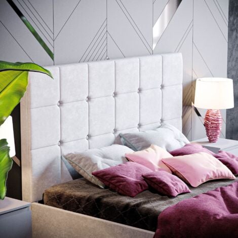 Valentina 4ft6 Double Fabric Ottoman Bed Frame, Light Grey Velvet, 190 x 135 cm