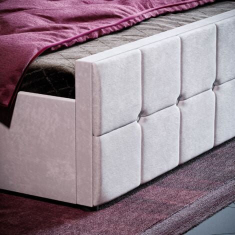 Valentina 4ft6 Double Fabric Ottoman Bed Frame, Light Grey Velvet, 190 x 135 cm
