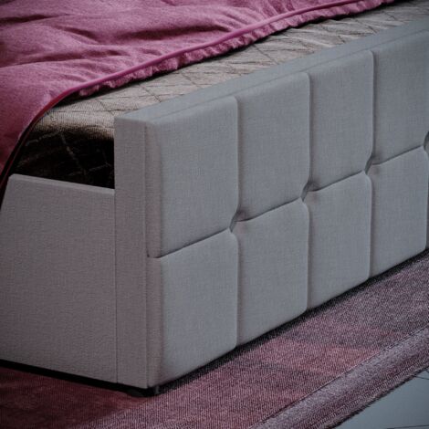 Valentina 5ft King Size Fabric Ottoman Bed Frame, Light Grey Linen, 200 x 150 cm