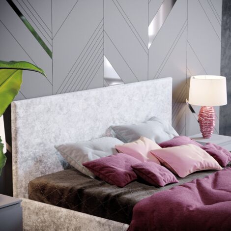 Veronica 4ft6 Double Fabric Ottoman Bed Frame, Silver Velvet, 190 x 135 cm