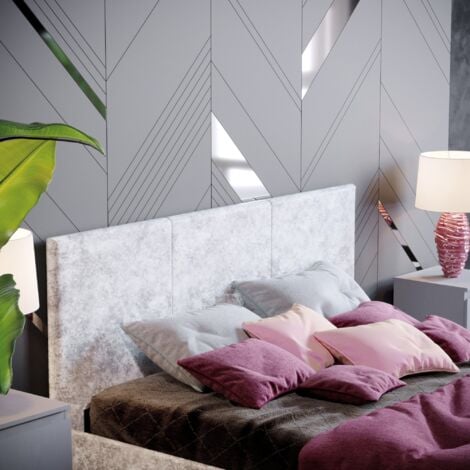 Victoria 4ft6 Double Fabric Bed Frame, 135 x 190 cm, Silver-Velvet