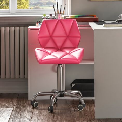 Geo Office Chair Faux Leather Adjustable Computer Desk Chair Padded Swivel Seat, Pink