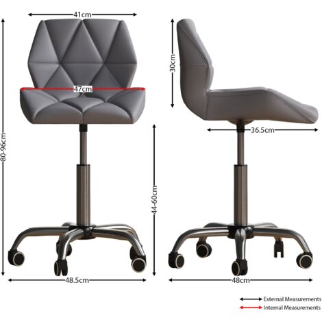 Geo Office Chair Faux Leather Adjustable Computer Desk Chair Padded Swivel Seat, Grey