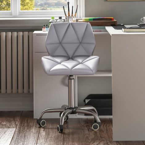 Geo Office Chair Faux Leather Adjustable Computer Desk Chair Padded Swivel Seat, Grey