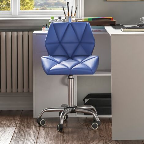Geo Office Chair Faux Leather Adjustable Computer Desk Chair Padded Swivel Seat, Blue