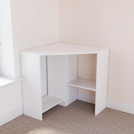 Hetton Corner Computer Desk 2 Shelf PC Workstation Shelves Storage Home Office Table, White