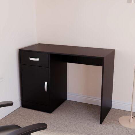 Hudson Computer Desk 1 Drawer 1 Door PC Workstation Shelves Storage Home Office Table, Black