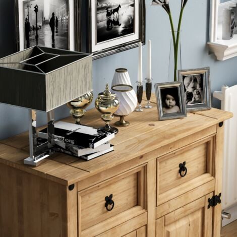Corona Solid Pine Sideboard 2 Door 2 Drawer Cabinet Cupboard Storage