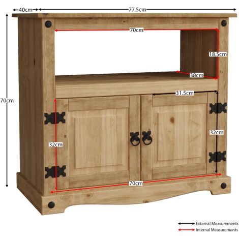 Corona Solid Pine Straight TV Unit 2 Door Cabinet Stand Storage Unit