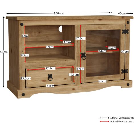 Corona Solid Pine TV Unit Entertainment Cabinet Stand Storage Unit