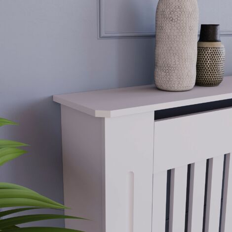 Chelsea Radiator Cover MDF Modern Cabinet Slatted Grill, White, Medium