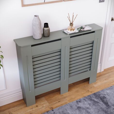 Milton Radiator Cover MDF Modern Cabinet Slatted Grill, Grey, Medium