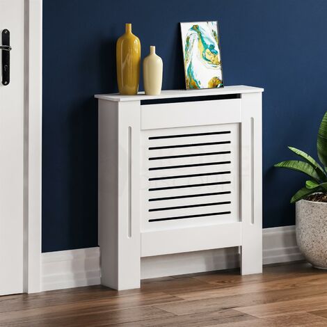 Extra Large ELEGANT Radiator Cover Cross Slat Radiator Shelve White Painted Modern MDF Cabinet for Living Room Bedroom