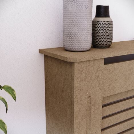 Milton Radiator Cover MDF Modern Cabinet Slatted Grill, Unfinished, Small