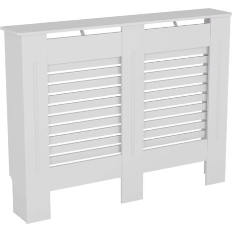 Milton Radiator Cover MDF Modern Cabinet Slatted Grill, White, Medium