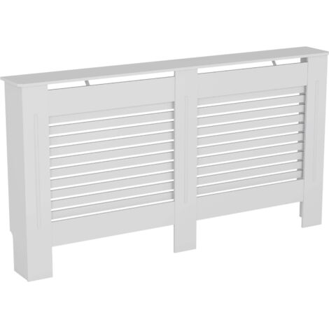 Milton Radiator Cover MDF Modern Cabinet Slatted Grill, White, Large