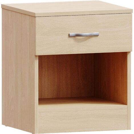 Riano 1 Drawer Bedside Table Cabinet Chest Nightstand Bedroom Furniture, Pine