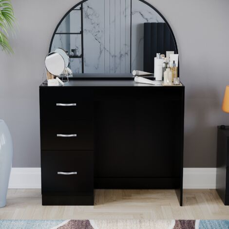 Riano Dressing Table 3 Drawer Makeup Vanity Computer Desk, Black