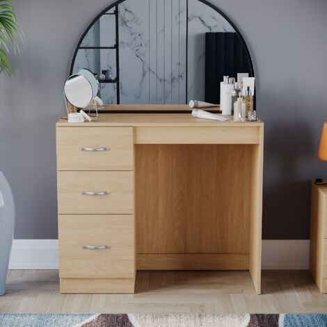 Riano Dressing Table 3 Drawer Makeup Vanity Computer Desk, Pine