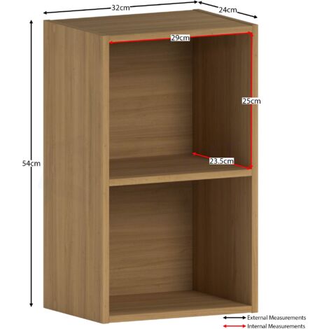Oxford 2 Tier Cube Bookcase Shelving Storage Unit, Oak