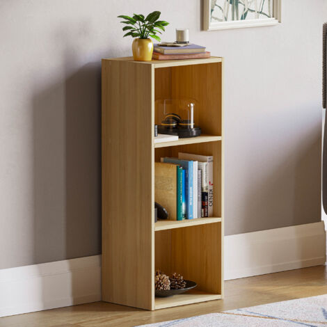 Oxford 3 Tier Cube Bookcase Shelving Storage Unit, Oak