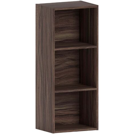 Oxford 3 Tier Cube Bookcase Shelving Storage Unit, Walnut