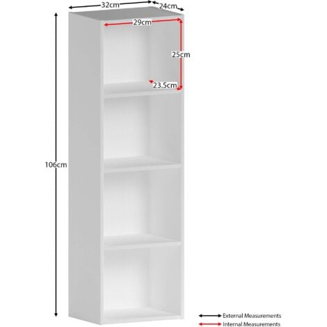 Oxford 4 Tier Cube Bookcase Shelving Storage Unit, White