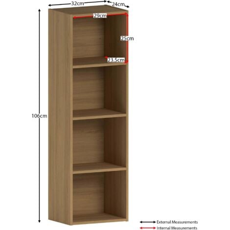 Oxford 4 Tier Cube Bookcase Shelving Storage Unit, Oak