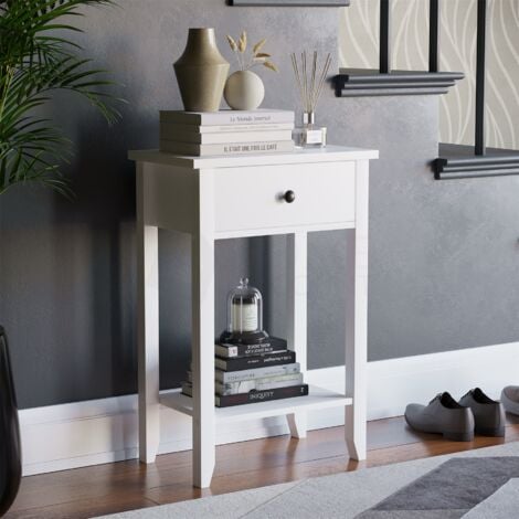 Windsor 1 Drawer Console Table With, Barb Small Console Table White Gloss Black